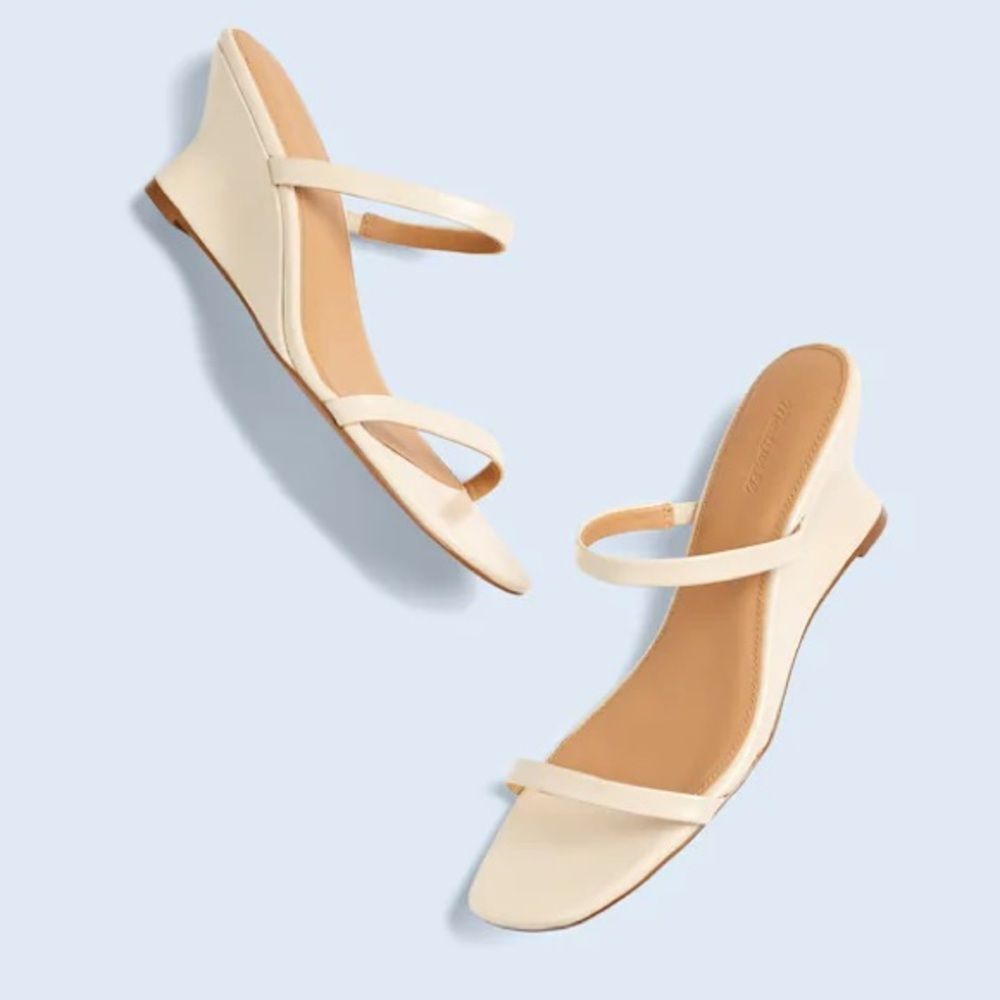 Madewell Cream Strappy Wedge Sandals